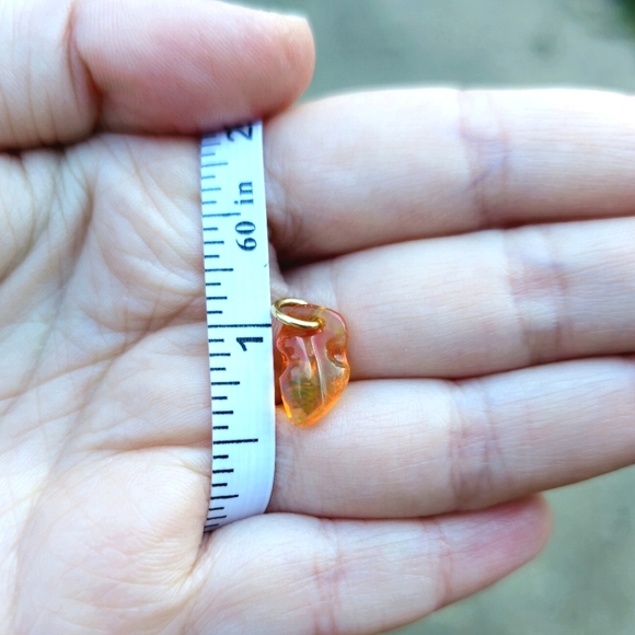 Little 18k Gold Mexican Fire Opal Charm Pendant - Picture 2 of 7